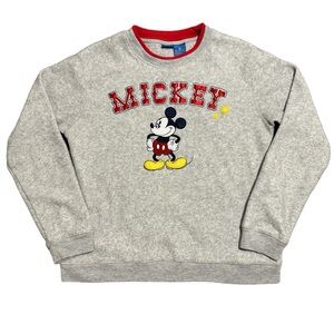 Disney Gray Embroidered Mickey Mouse Sweatshirt, Small